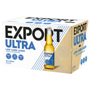 Export Ultra Low Carb Lager Bottles 24x330ml - New Zealand Beer Super Liquor