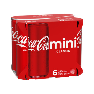 Mixers: Coca-Cola Classic Mini Cans 6x250ml - Mixers Super Liquor