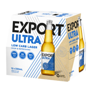 Export Ultra Low Carb Lager Bottles 12x330ml - New Zealand Beer Super Liquor