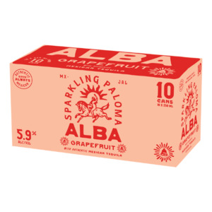 Alba Grapefruit Sparkling Paloma 5.9% Cans 10x250ml - Tequila RTD Super Liquor