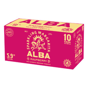 Products: Alba Raspberry Sparkling Margarita 5.9% Cans 10x250ml - Tequila RTD Super Liquor