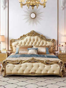 Heyday Vintage Design Furniture: X01 European style Luxurious Gold color 5 Pieces Bedroom Set