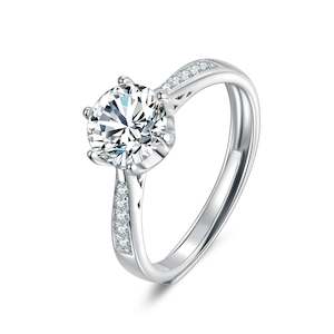 Yorkerla Jewellery: 1 Carat Luxury 925 Silver Moissanite Stone Ring