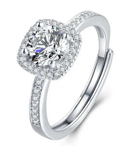 Yorkerla Jewellery: 1 Carat Square Box 925 Silver Moissanite Stone Ring