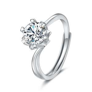 Yorkerla Jewellery: 1 Carat Twisted Snowflake 925 Silver Moissanite Stone Ring