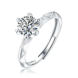 1 Carat Promise 925 Silver Moissanite Stone Ring