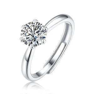 Yorkerla Jewellery: 1 Carat Moissanite 925 Sterling Silver Adjustable Ring