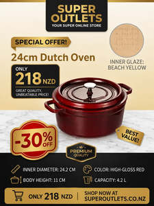 New: 24cm Cast Iron Dutch Oven | 4.2L Enamel Casserole Pot