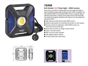 Electrical Accessories: Narva 71418 LED ALS Corded L.E.D Flood Light – 6,000 Lumens