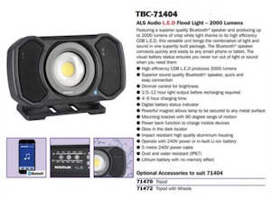 Electrical Accessories: Narva 71404 Rechargeable L.E.D Audio Light 2000 Lumens