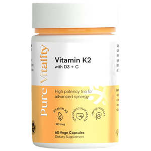 Pure Vitality: Pure Vitality Vitamin K2+D+C 430mg 60 Caps