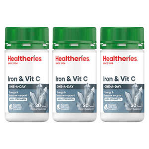 Healtheries Iron & Vitamin C 30 Tablets x3 (3x Bottles)