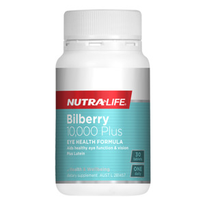 Bilberry: Nutralife Bilberry 10,000 and Lutein Complex 30 Tablets CLEARANCE Short Dated end of 12/2025