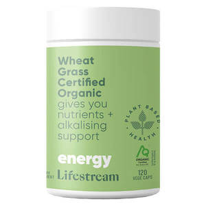 Lifestream: Lifestream Wheat Grass Certified Organic 120 Caps CLEARANCE Short Dated end of 02/2026