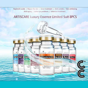 Clancartel Com: Serum for Face (8 vials per order) for Moisturising Hyaluron Acid Vitamin C Six Peptide Q10 VC Facial Essence Skin Care