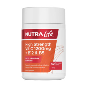 Vitamins: Nutra-Life High Strength Vitamin C 1200mg + B12 & B5 Tablets 60
