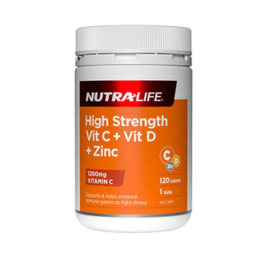 Vitamins: Nutra-Life High Strength Vit C 1200mg + Vit D + Zinc Tablets