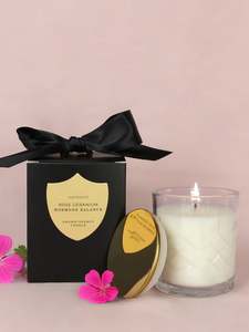 Candles: Rose Geranium Hormone Balance Aromatherapy Candle - 125g Supports Hormone Balance & Emotional Well-Being.
