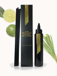 Our Best Sellers: Reed Refill - Persian Lime & Lemongrass Reed Diffuser Oil & Luxury Black Reeds - Odour Eliminator