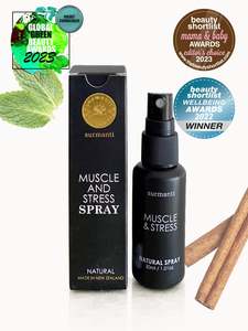 Our Best Sellers: Muscle & Stress Travel Spray 30mL. FAST Topical Muscle Relief For On The GO.