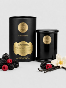Black Raspberry Vanilla: Black Raspberry & Vanilla Long Burning Pure Soy Wax Candle 250g