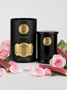 Roses & Rhubarb Long Burning Pure Soy Wax Candle 250g