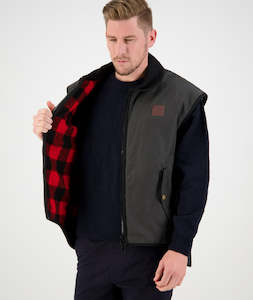 Mens Vests: Men's Foxton Oilskin Vest with Wool Lining