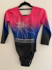 Leotards & Unitards: Milano Black, Blue, Purple and Pink with diamante detail - 3/4 sleeve