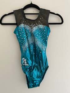 Leotards & Unitards: Milano Teal & Black mesh with diamante detail