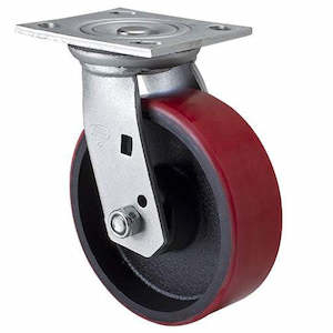 Economy Castors: Swivel Plate Castor | 150mm PU on Cast Iron Wheel - 450KG Rated