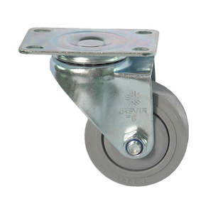 Economy Castors: Swivel Plate Castor | 75mm Rubber Wheel - 100KG Rated