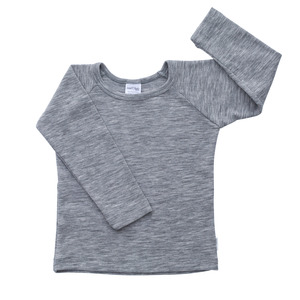 Kids: Merino Long Sleeve Top | Grey Marle