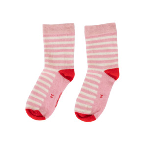 Baby Accessories: Baby Merino Crew Socks | Light Pink Stripe