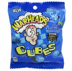 WARHEADS BLUE RASPBERRY CUBES PEG BAG