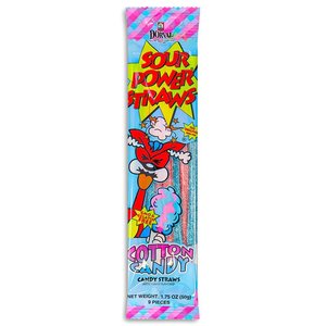 SOUR POWER CANDY STRAWS - COTTON CANDY