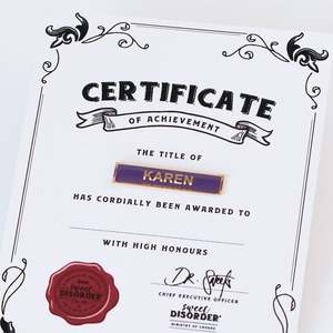 Quick Order: Karen Award Badge
