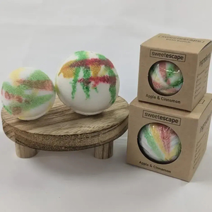 Products: Individual Large Bath Bomb Apple & Cinnamon - - Elevate Your Spa Days - Sweet Escape