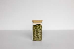 Square Glass Bamboo: Square Glass & Bamboo Jar 800ml