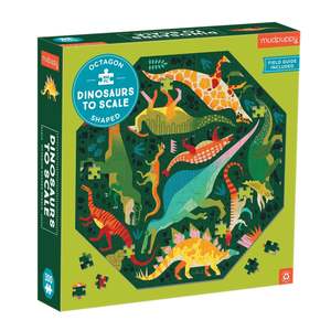 Mudpuppy: Dinosaurs to Scale 300 Piece Octagon Shaped Puzzle