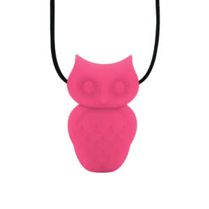 Jellystone Designs Silicone Chew Pendant - Owl Fuchsia Bubblegum