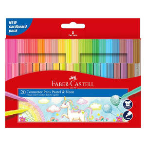 Faber-Castell Connector Pens Pastel & Neon 20pk