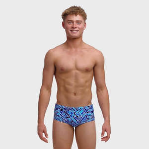 Boys Swimwear: Boys Blue Bits Sidewinder Swim Trunks - Funky Trunks