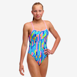 Girls Pillared Single Strap 1 Piece Swimsuit - Funkita