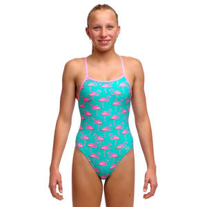 Girls Swimwear: Girls Go Flamingo Single Strap 1 Piece Swimsuit - Funkita