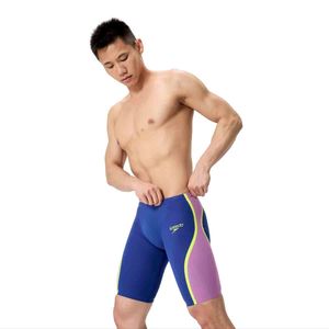 Mens Racesuits: Men's Fastskin LZR Pure Intent 2.0 Racing Jammer - Noble Navy/Jelly/Hyper Yellow Speedo