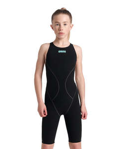 Girls Powerskin Impulso O/Back Jr. Racesuit - Black/Teal Arena