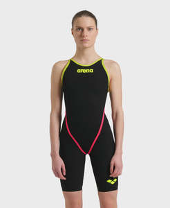 Womens Race Suits: Women's Powerskin Carbon Core FX LE O/Back Racesuit - Black/Fluo Yellow Arena