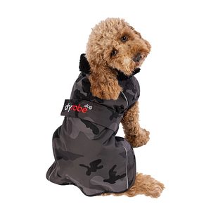 Dryrobe Dog Raincoat, Black Camo/Black