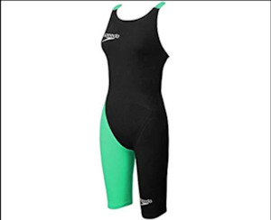 Pool Racing: FASTSKIN LZR ELITE 2 - V2 BLACK GREEN OPENBACK KNEESKIN SPEEDO