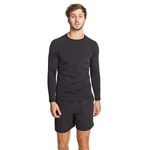 ZOGGS MENS JACKSON LONG SLEEVE SUN TOP RASH SHIRT - BLACK
